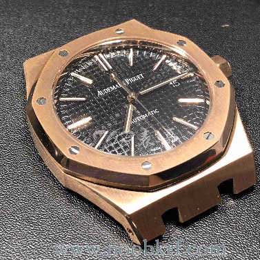 JF厂爱彼AP15400 V5版玫瑰金表壳黑面皮带钢带款