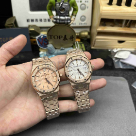 APS厂爱彼AP15454OR玫瑰金霜金工艺腕表一体3120机芯