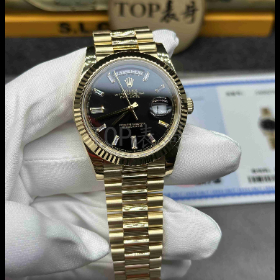 QF工厂劳力士日历星期型黑冰糖228238配重包金腕表评测