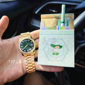 QF厂劳力士星期日历型36dd烟熏绿钻圈128348配重包金替用平替盘面改装真假对比评测